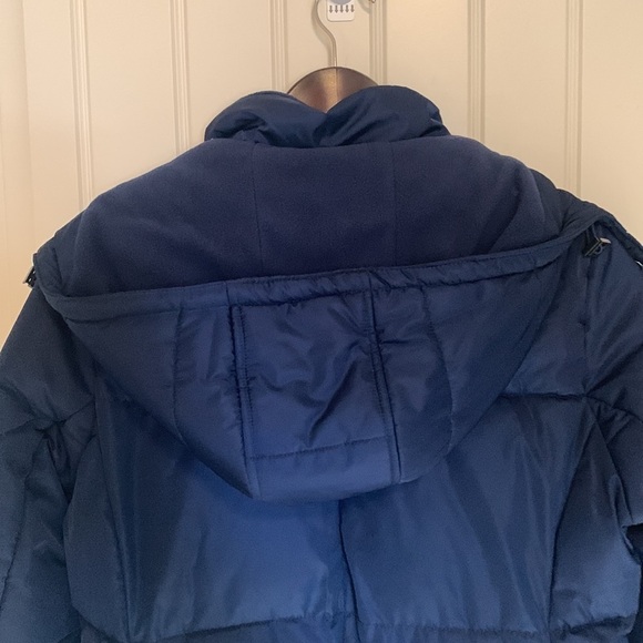 St John’s Bay Blue Long Insulated Puffer Coat Jacket Removable Hood Zip Up Small - Picture 13 of 15